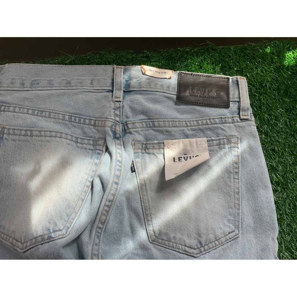 Levis Made & Crafted Twic High Slim Jeans Light Wash Blue Distressed 26 - Picture 2 of 5